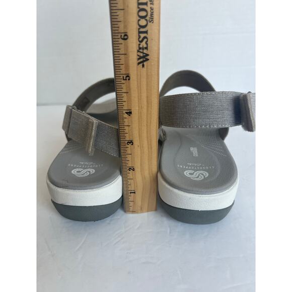 CLARKS Cloudsteppers Arla Jacory Strappy Wedge Gray/White Comfort Sandals 10M - Picture 7 of 11